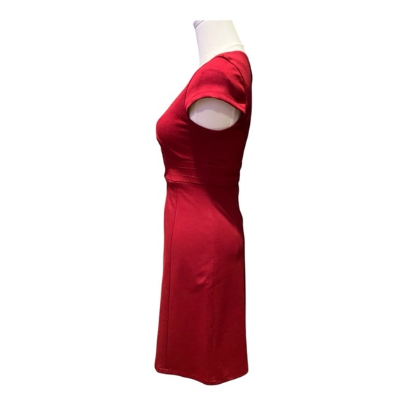 BCBGMaxAzria Dark Red Empire Waist Ponte Knit Sheath Dress Size 2 - Picture 3 of 7